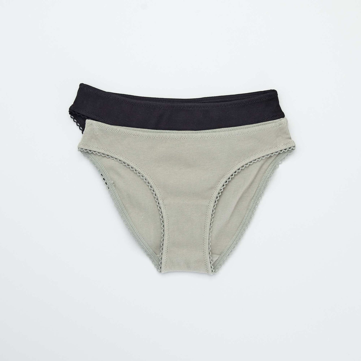 Ribbed knit fabric briefs - Pack of 2 BLACK