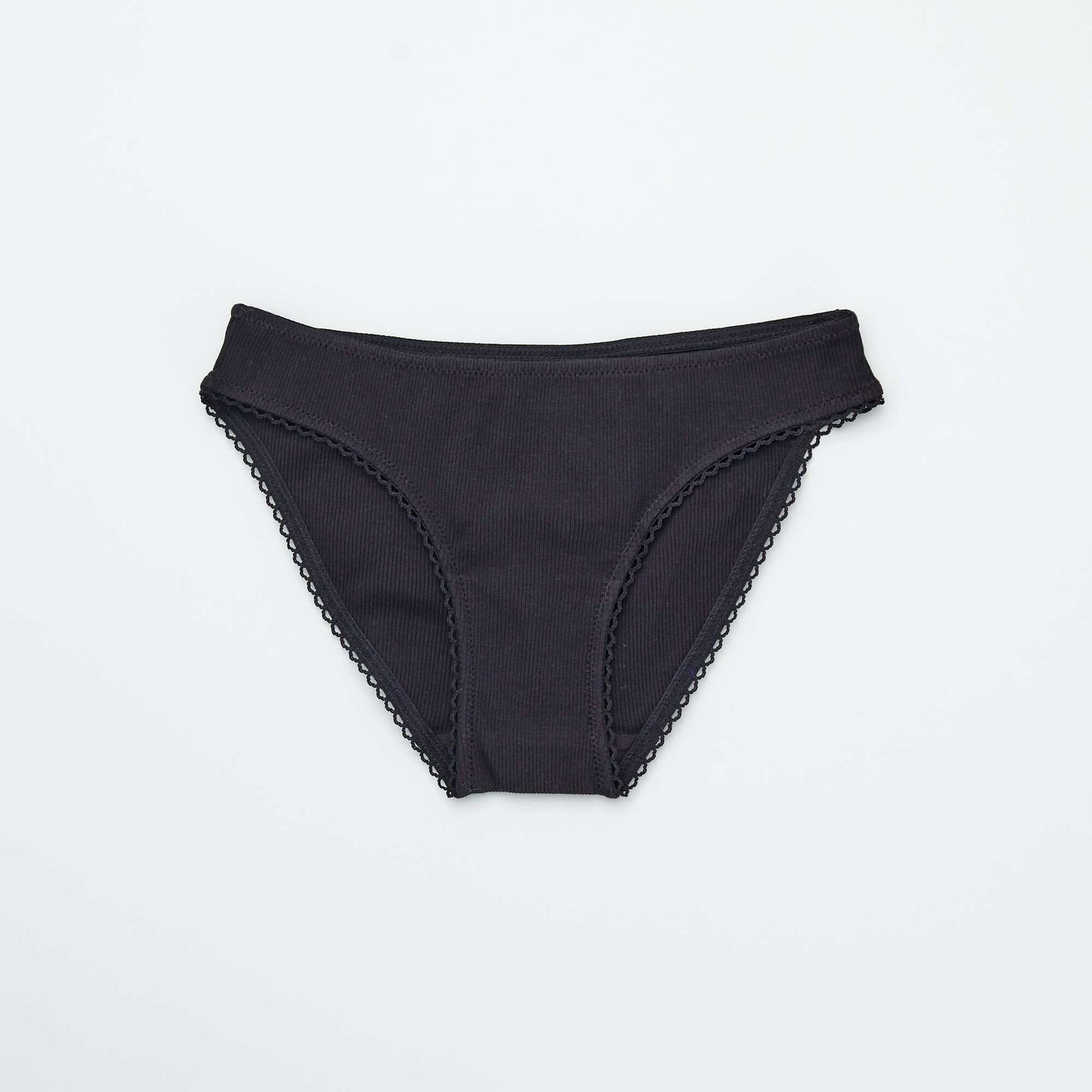 Ribbed knit fabric briefs - Pack of 2 BLACK