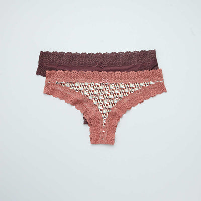 عبوة من 2 سراويل داخلية برازيلية من الألياف الدقيقة وردي