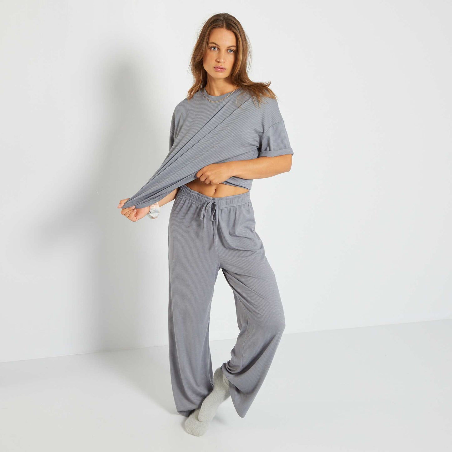 Flowing pyjama bottoms BLUE