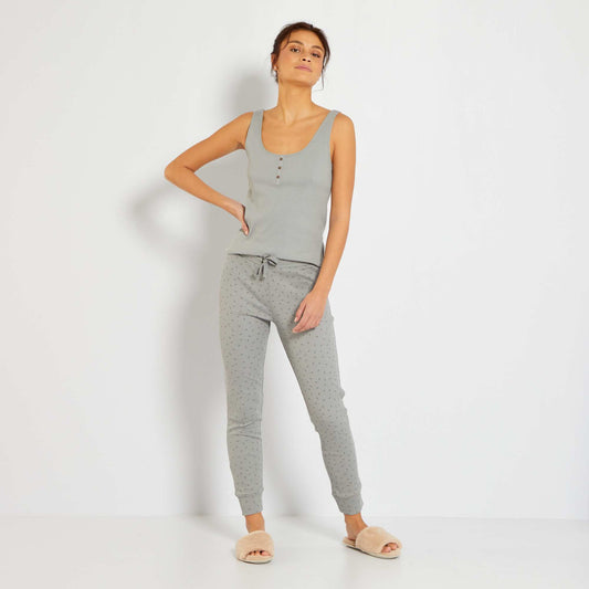 Fine ribbed cotton trousers GREY