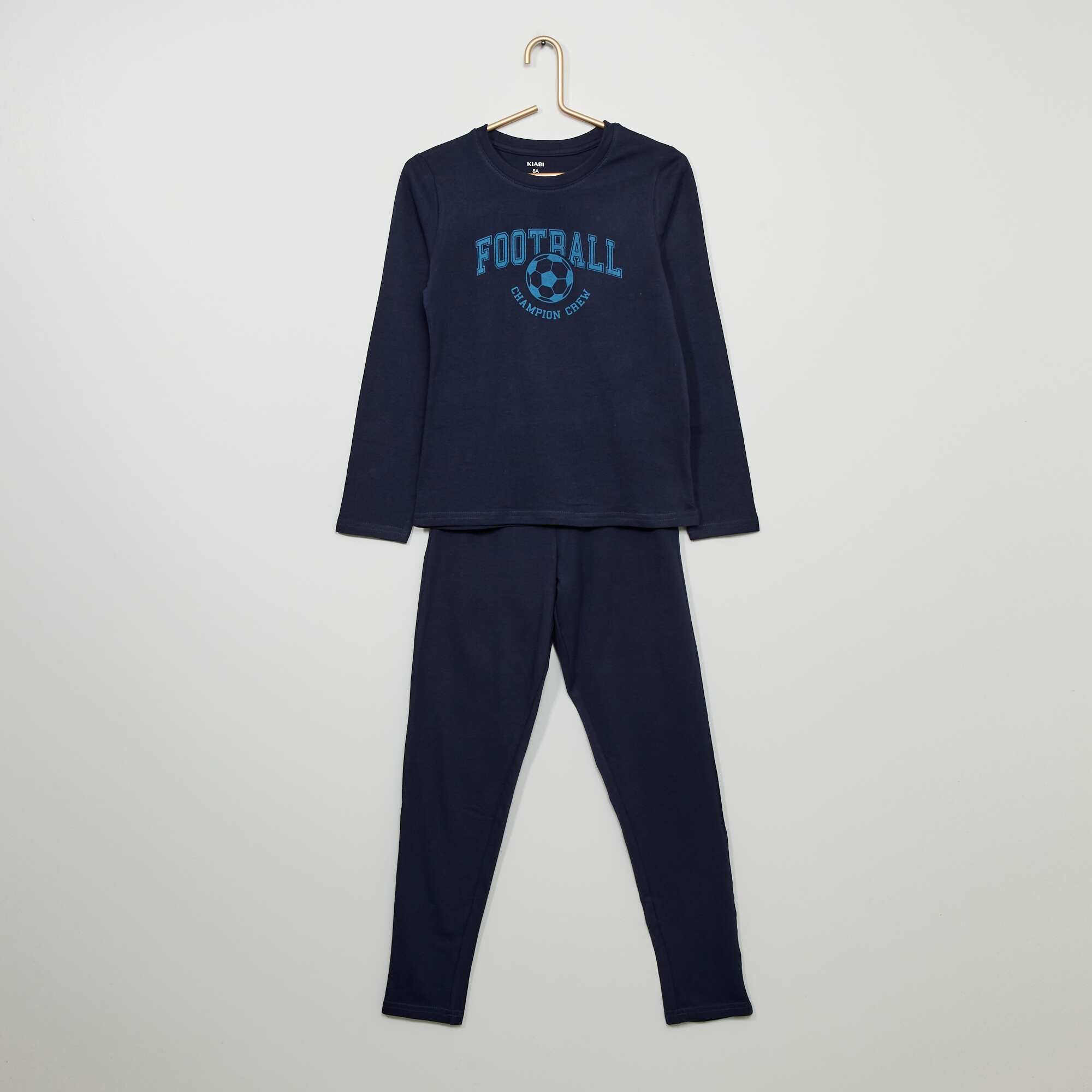 Long jersey pyjamas Two piece set BLUE