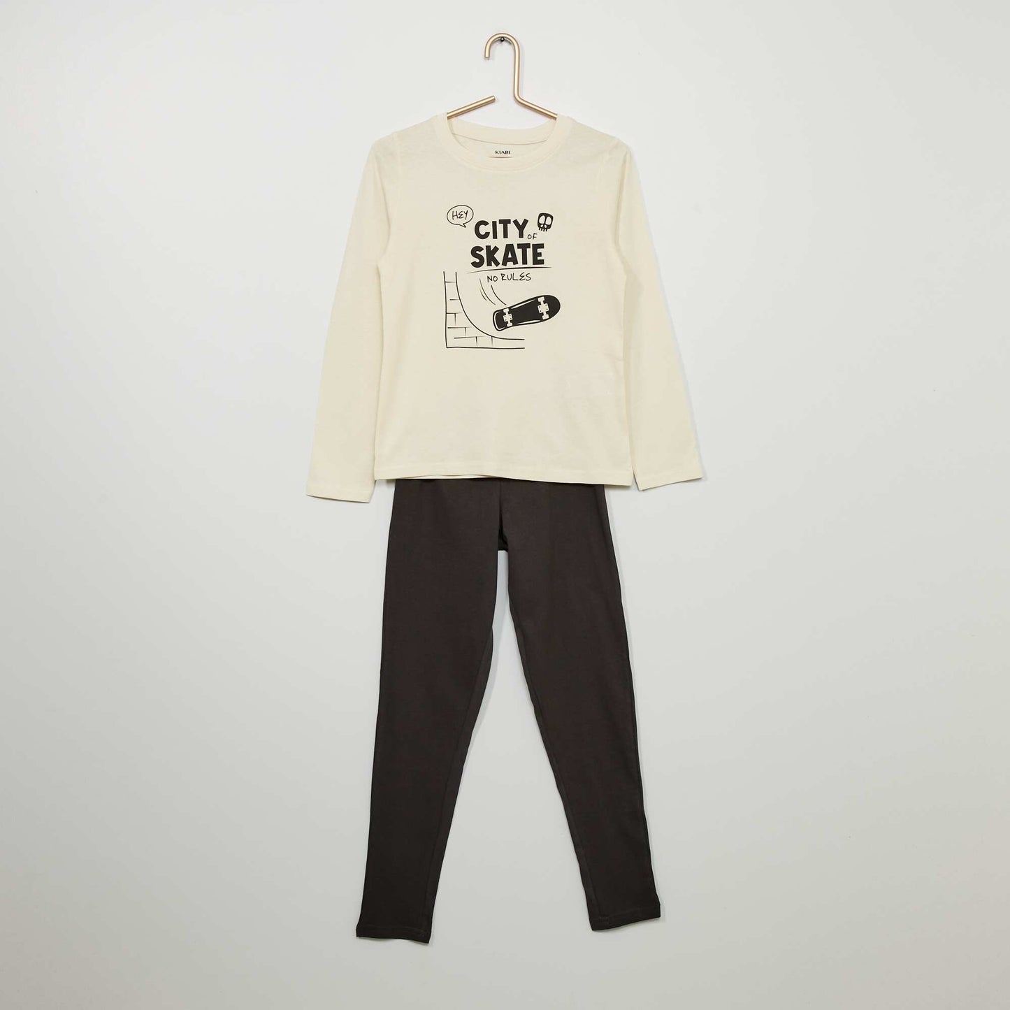 Long jersey pyjamas - Two-piece set WHITE