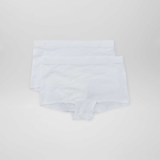 Pack of 2 pairs of cotton boy shorts WHITE