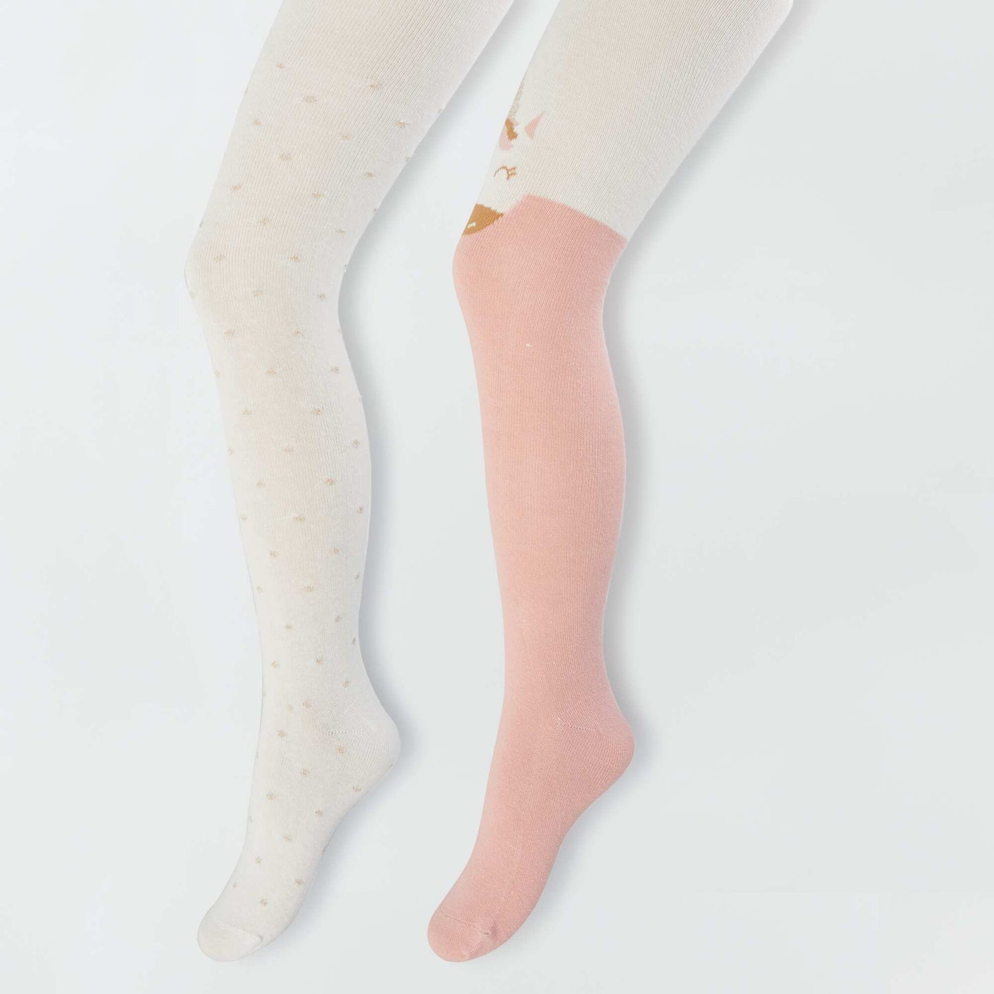 Warm tights with stylish print - Pack of two pairs PINK