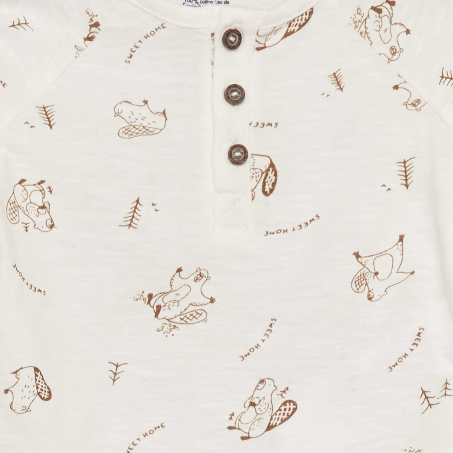 Printed body with grandad collar WHITE