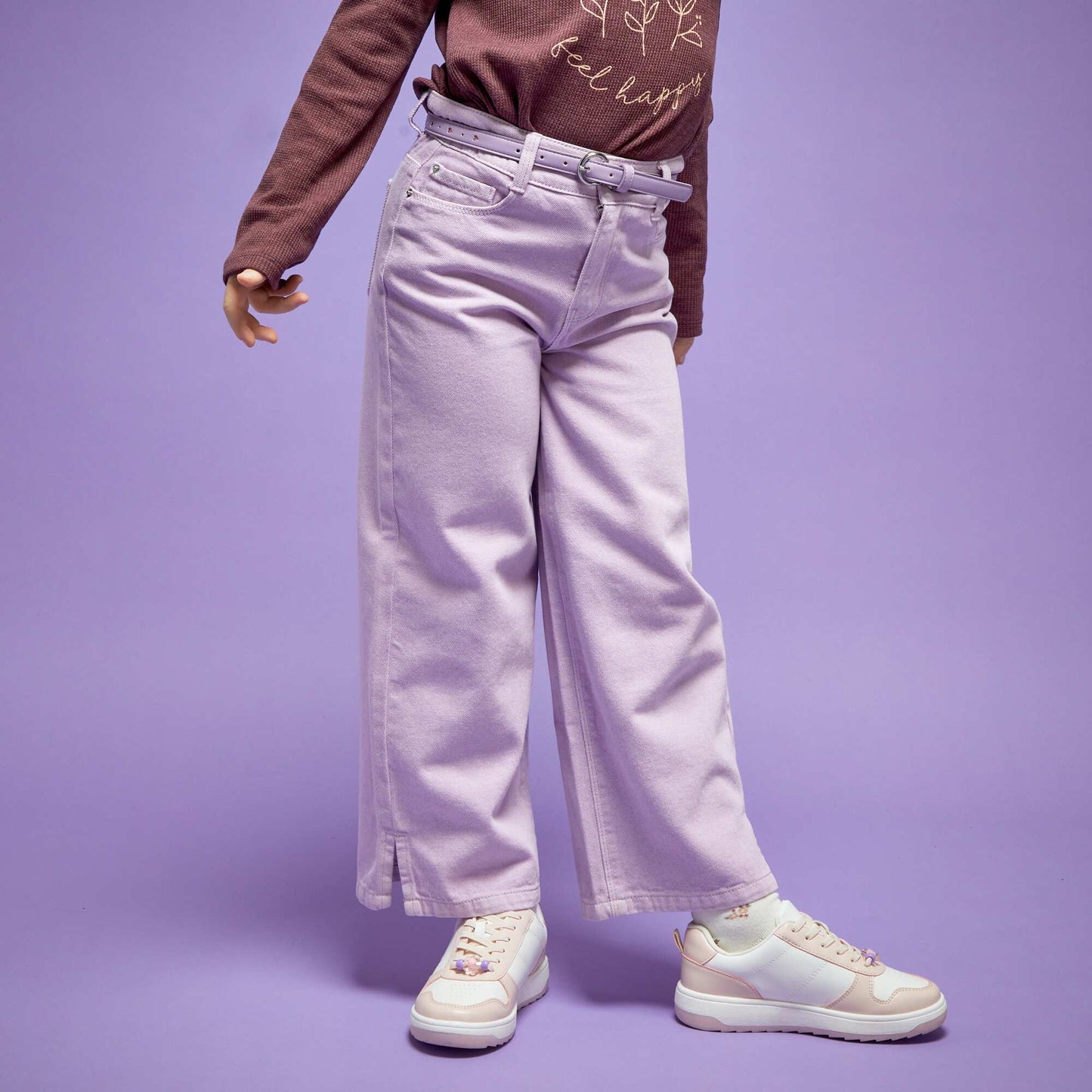 Wide-leg trousers - 5 pockets light purple