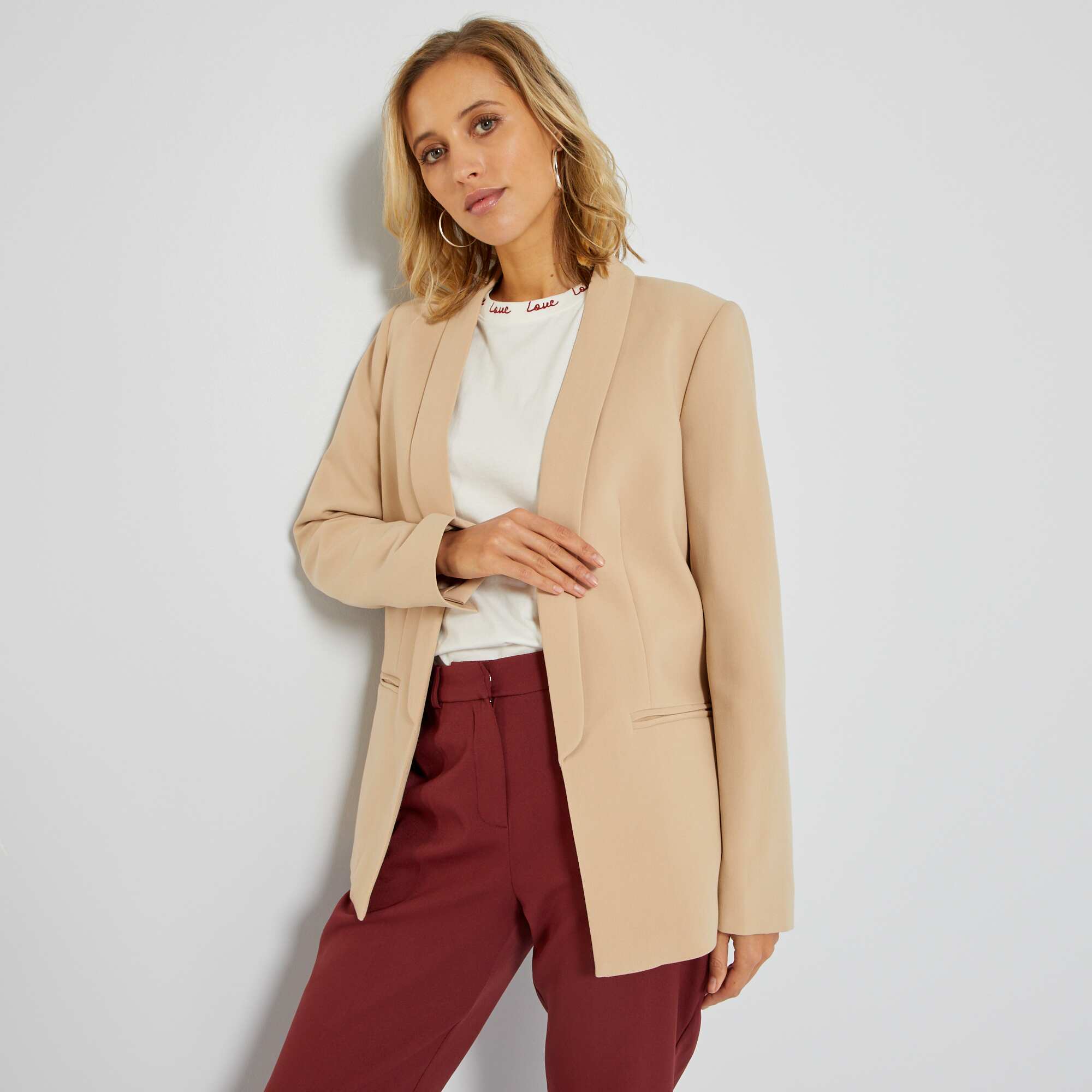 Mid length blazer BEIGE