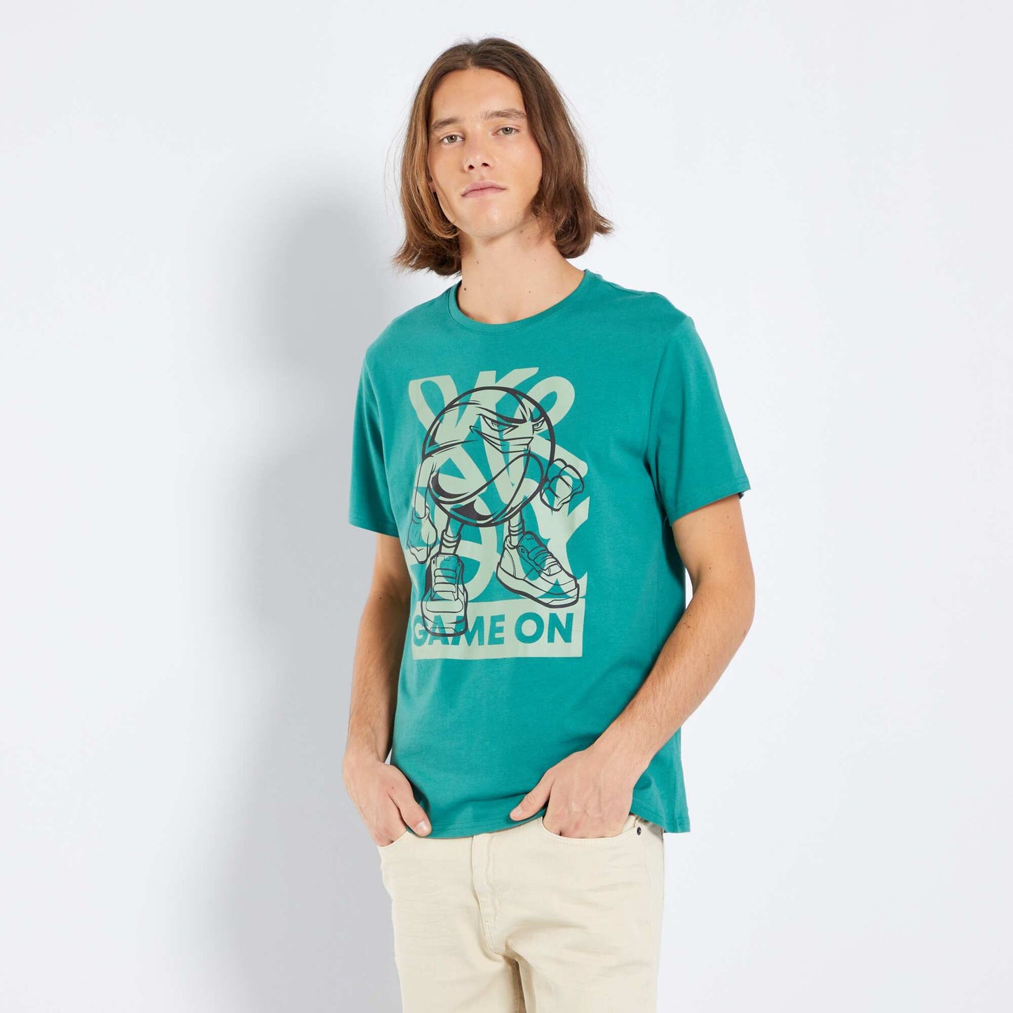 Jersey knit T-shirt with print GREEN