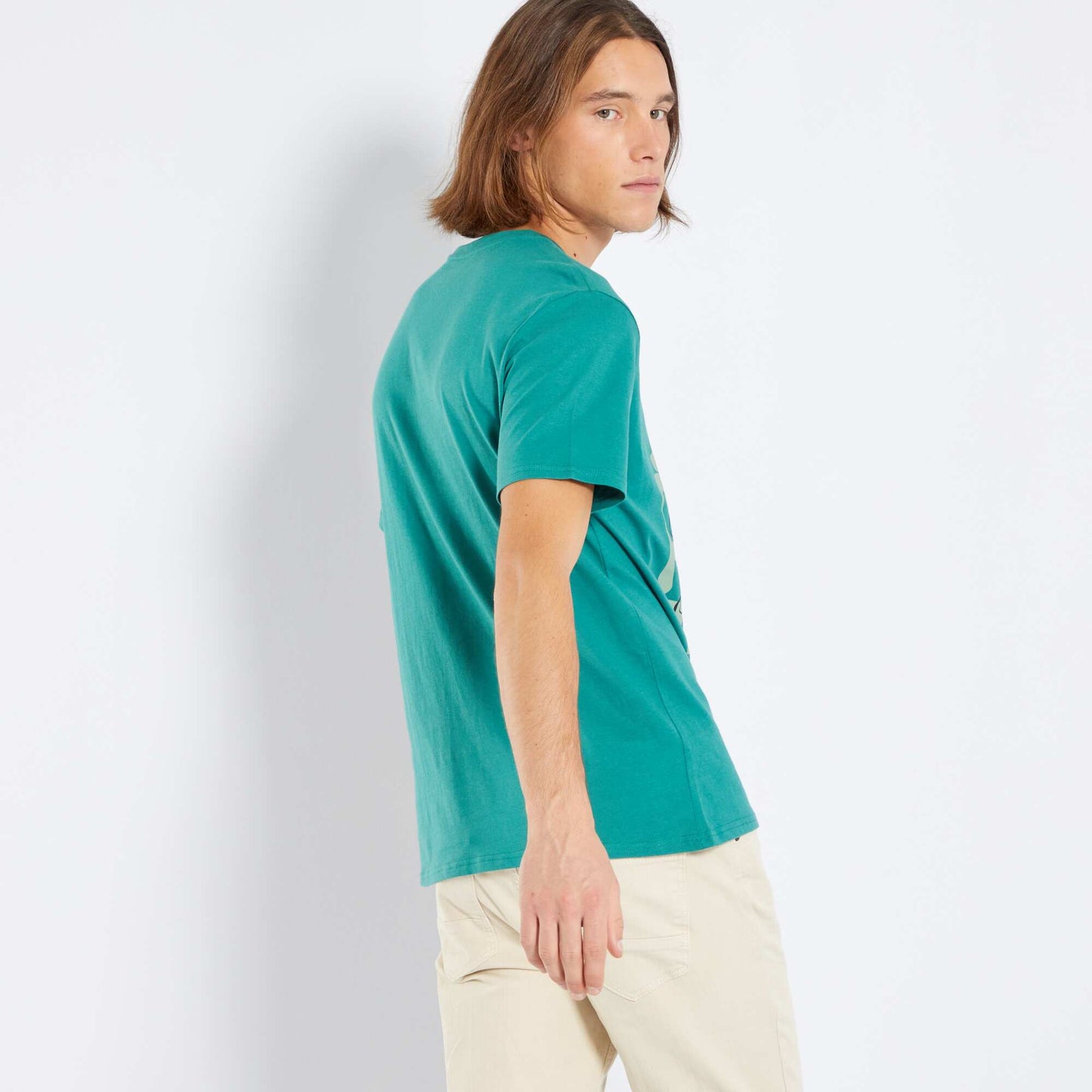 Jersey knit T-shirt with print GREEN
