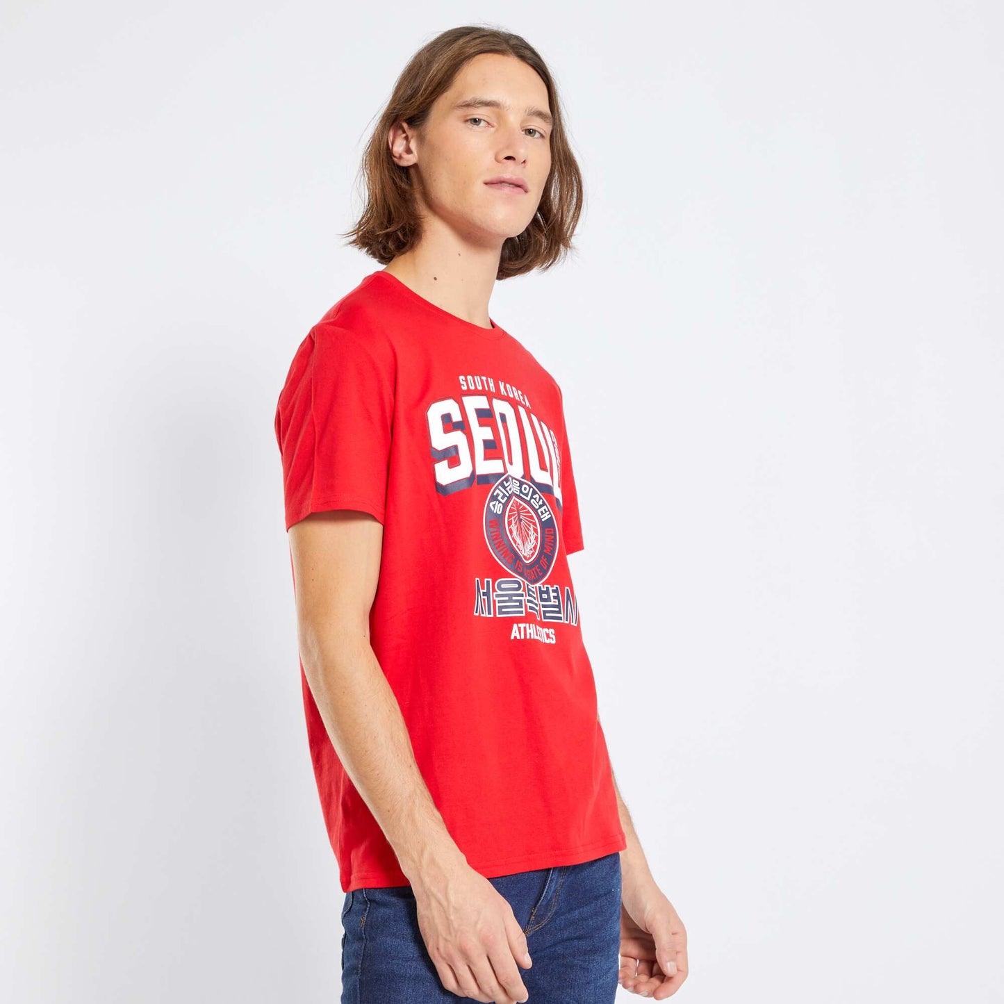 Jersey knit T-shirt with print RED