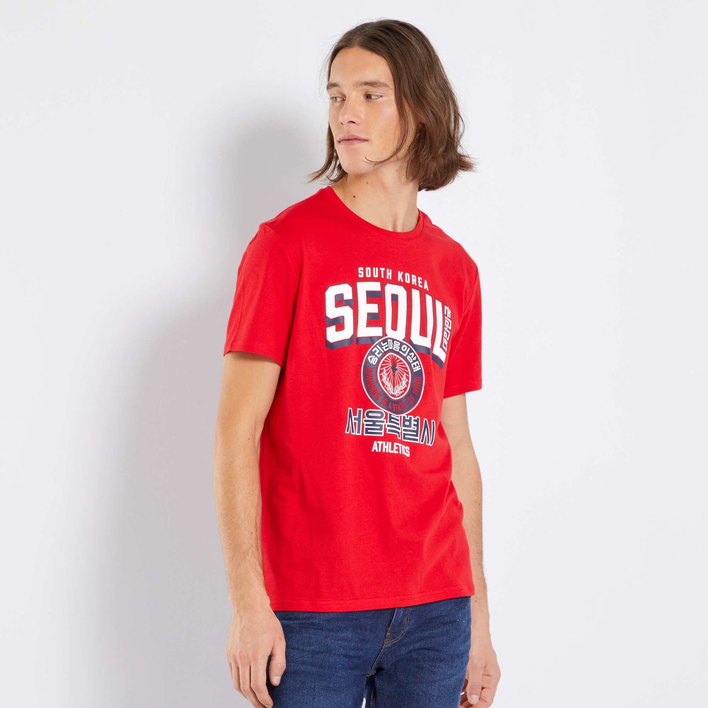 Jersey knit T-shirt with print RED