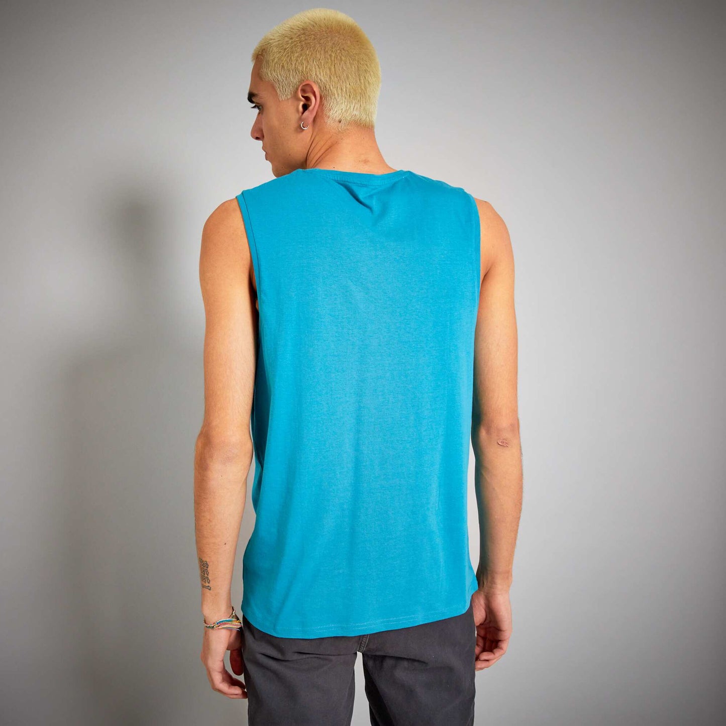 Printed jersey vest top BLUE