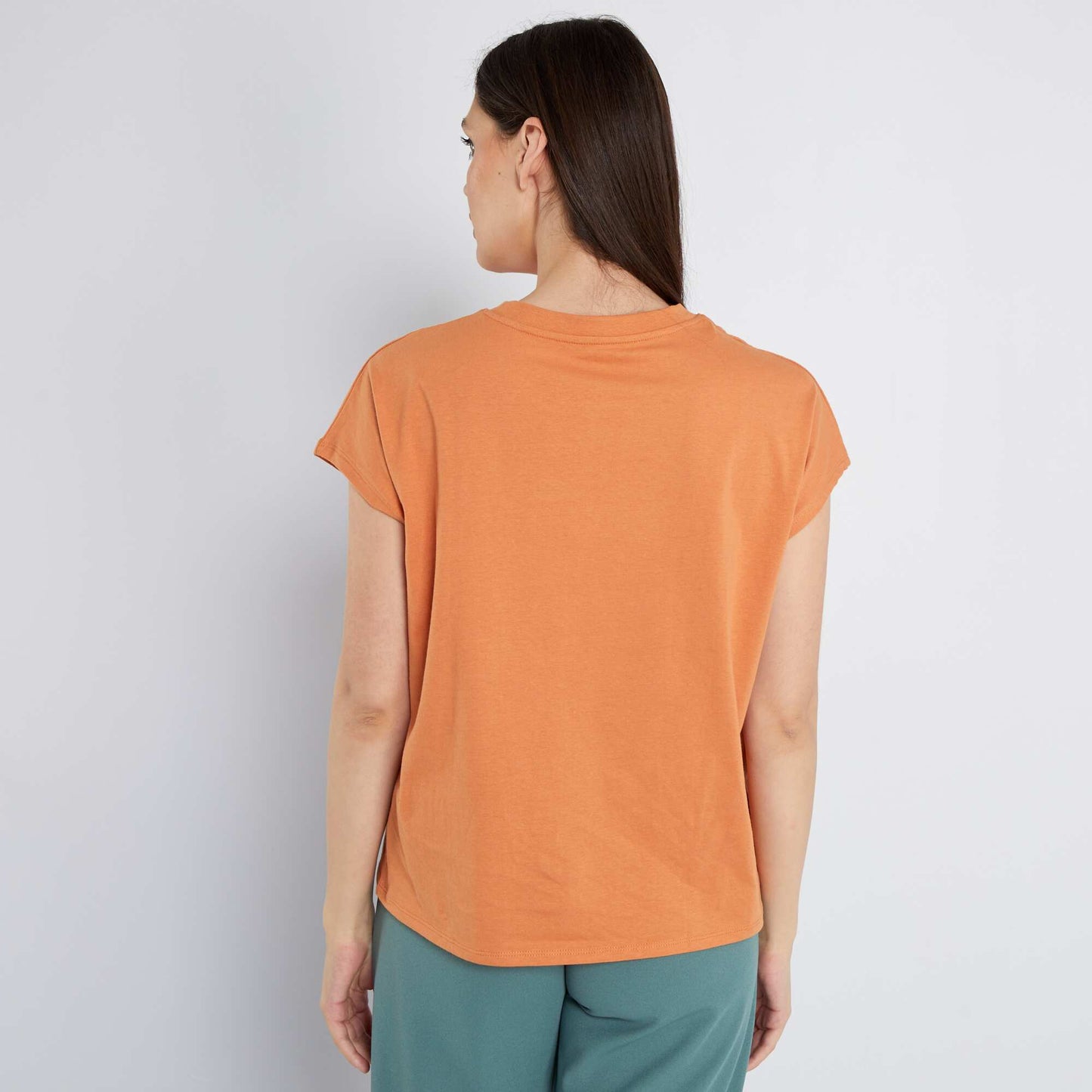 Plain jersey T-shirt rust orange