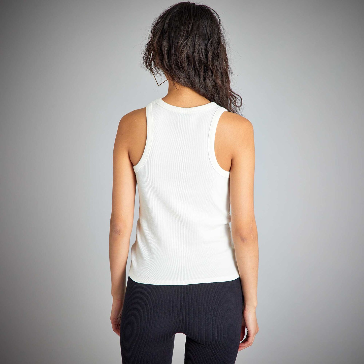 Plain ribbed knit vest top snow white
