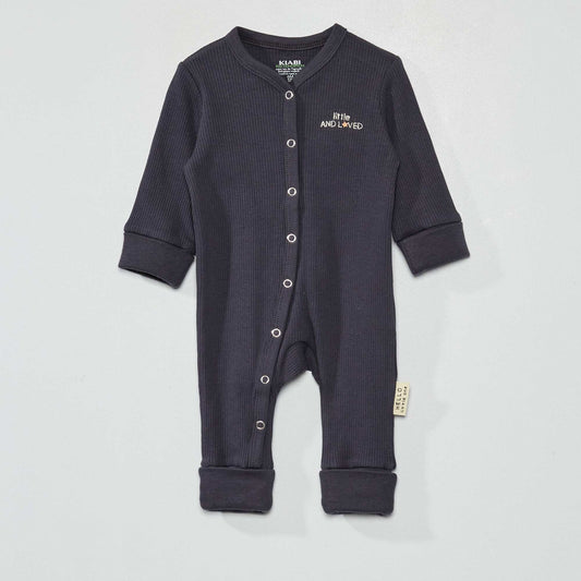 Sleepsuit-style pyjamas with turn-up ankles and cuffs BLACK