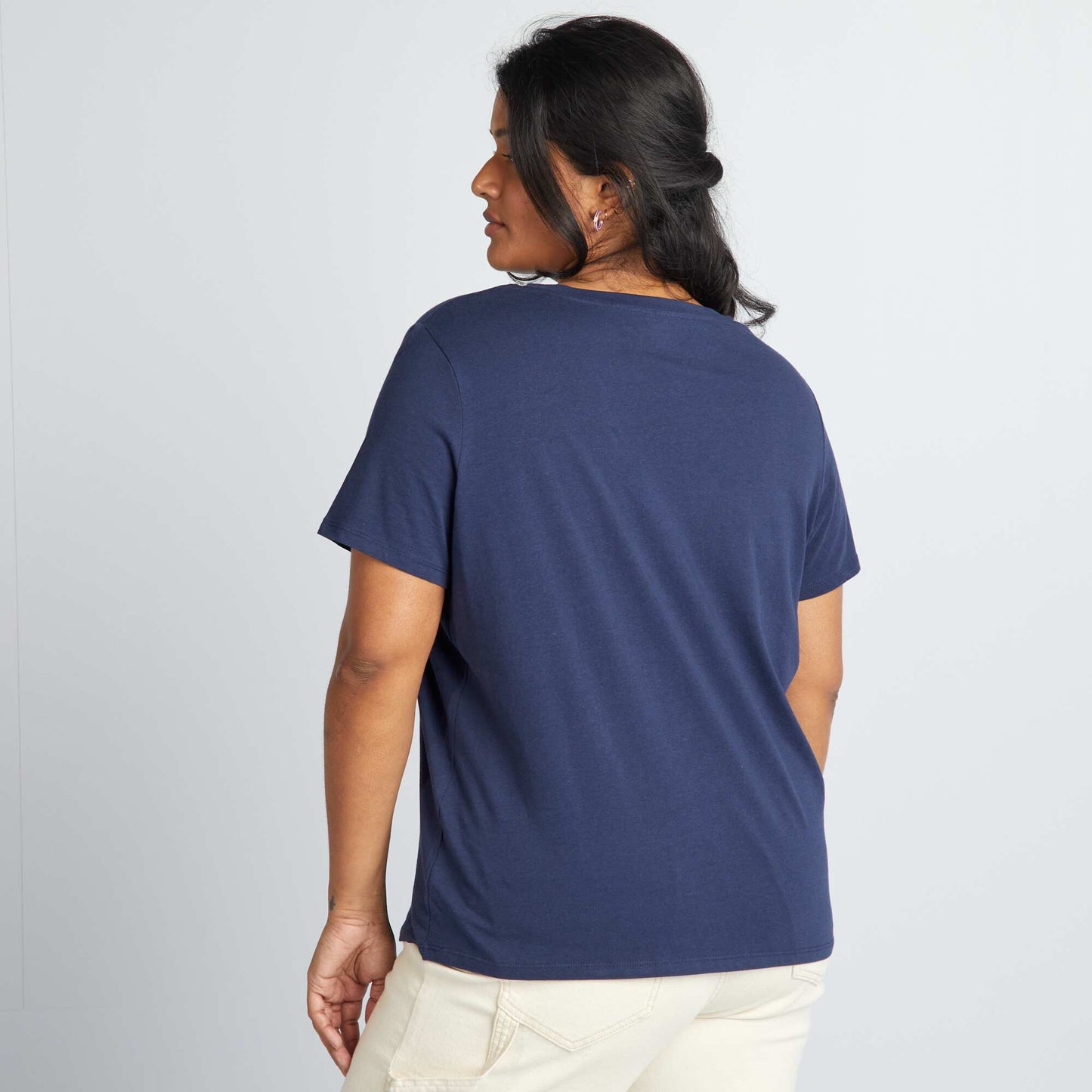 V-neck jersey T-shirt blue