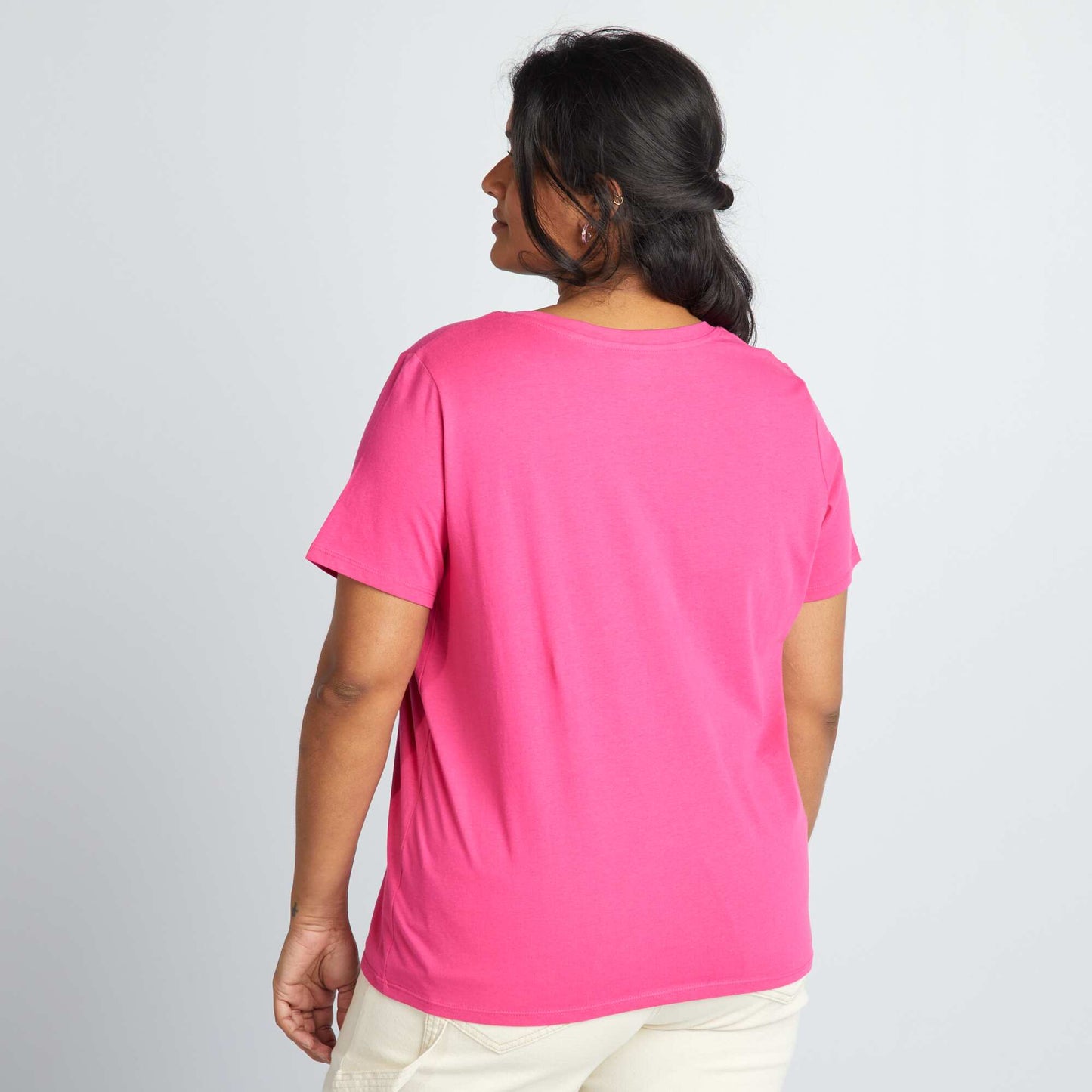 V-neck jersey T-shirt PINK
