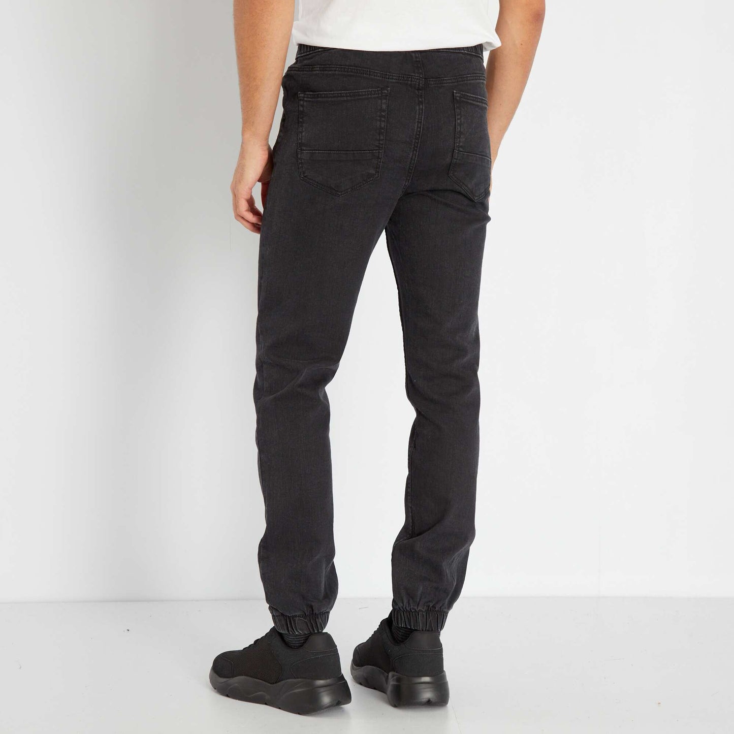 Jogger-style jeans with elasticated waist GREY