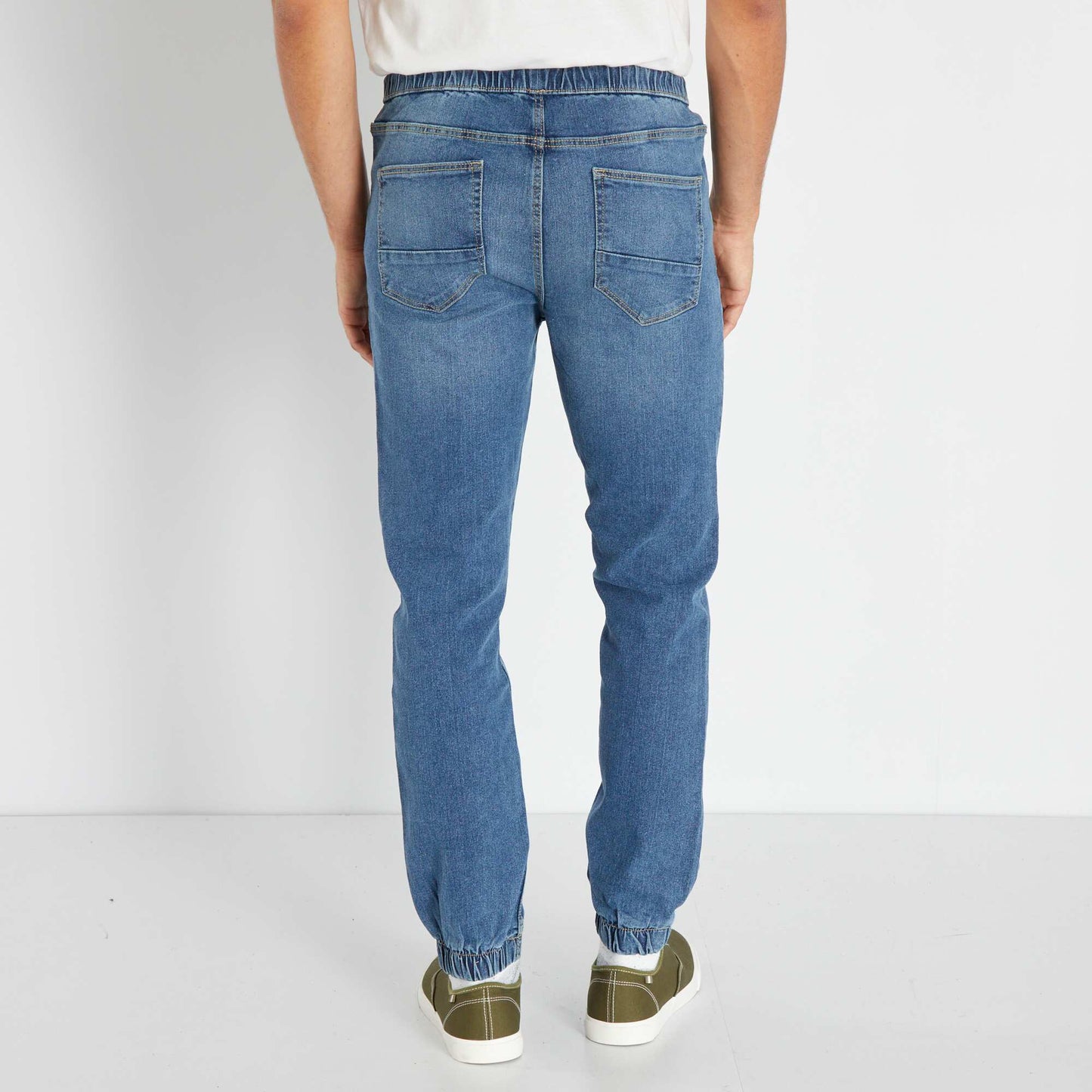 Jogger-style jeans with elasticated waist BLUE