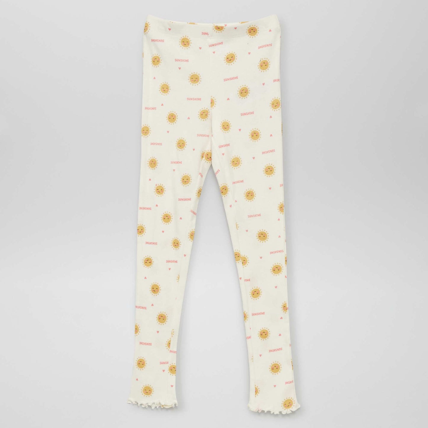 Long ribbed knit pyjamas - Two-piece set WHITE