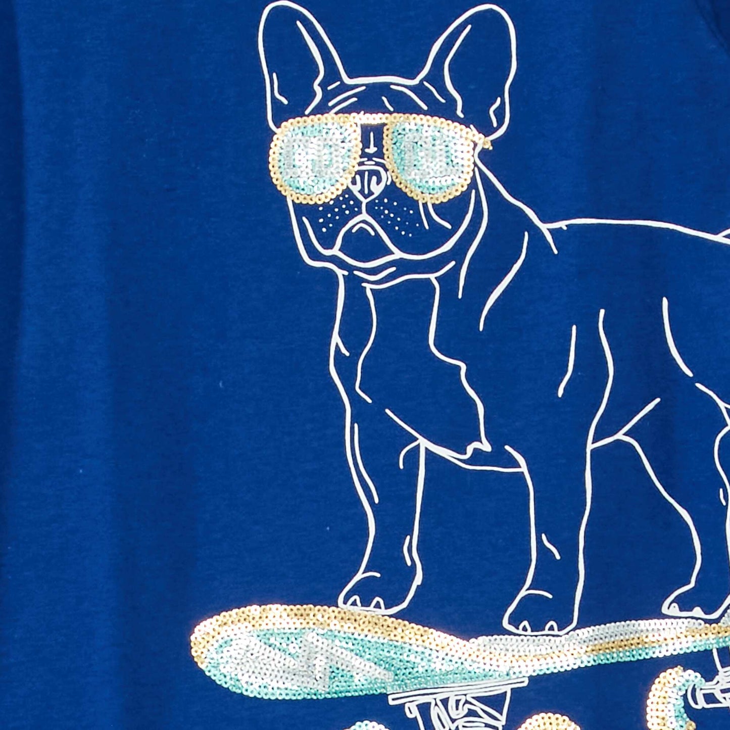 'Skater dog' print T-shirt BLUE