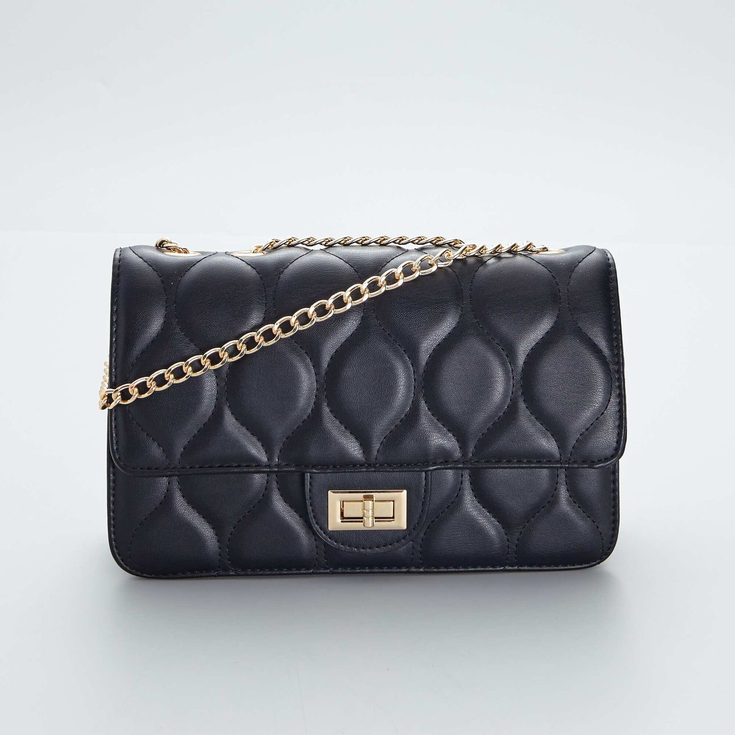 Block colour quilted bag BLACK
