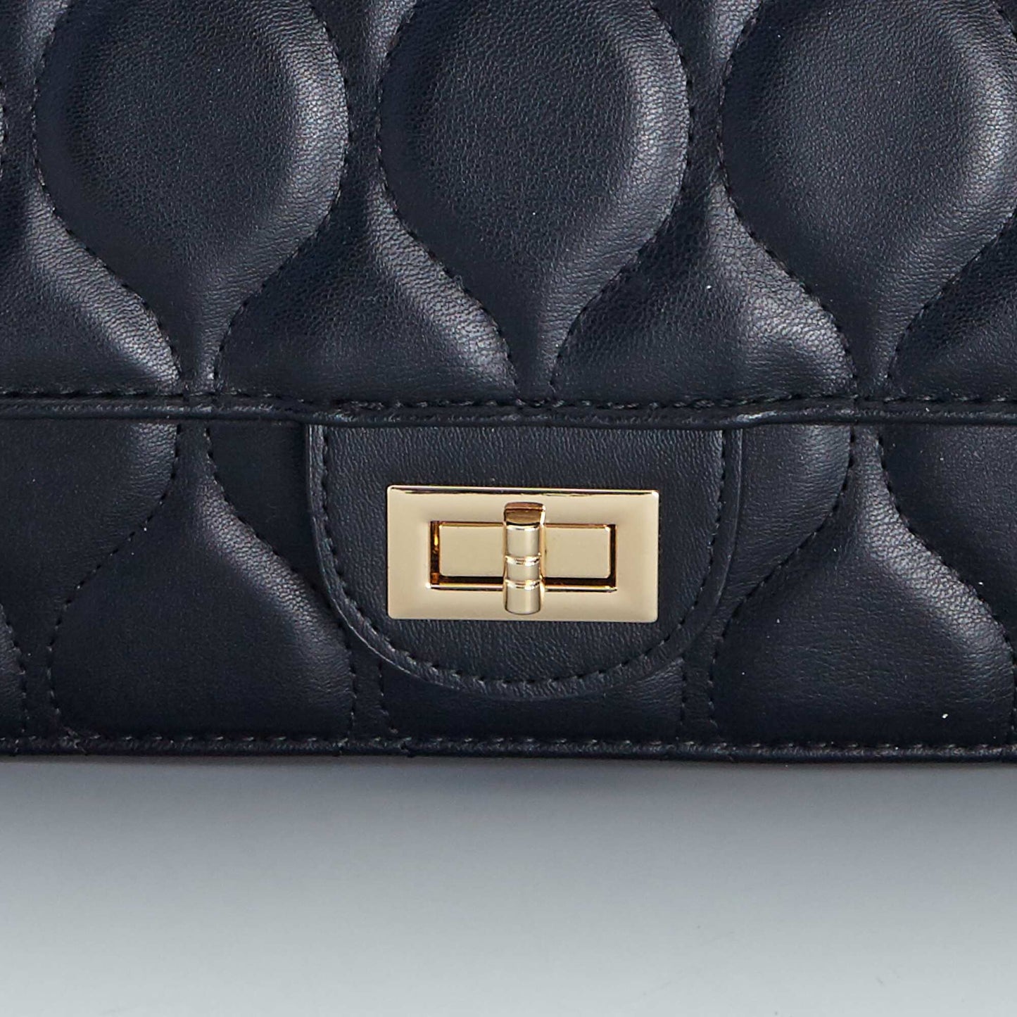 Block colour quilted bag BLACK