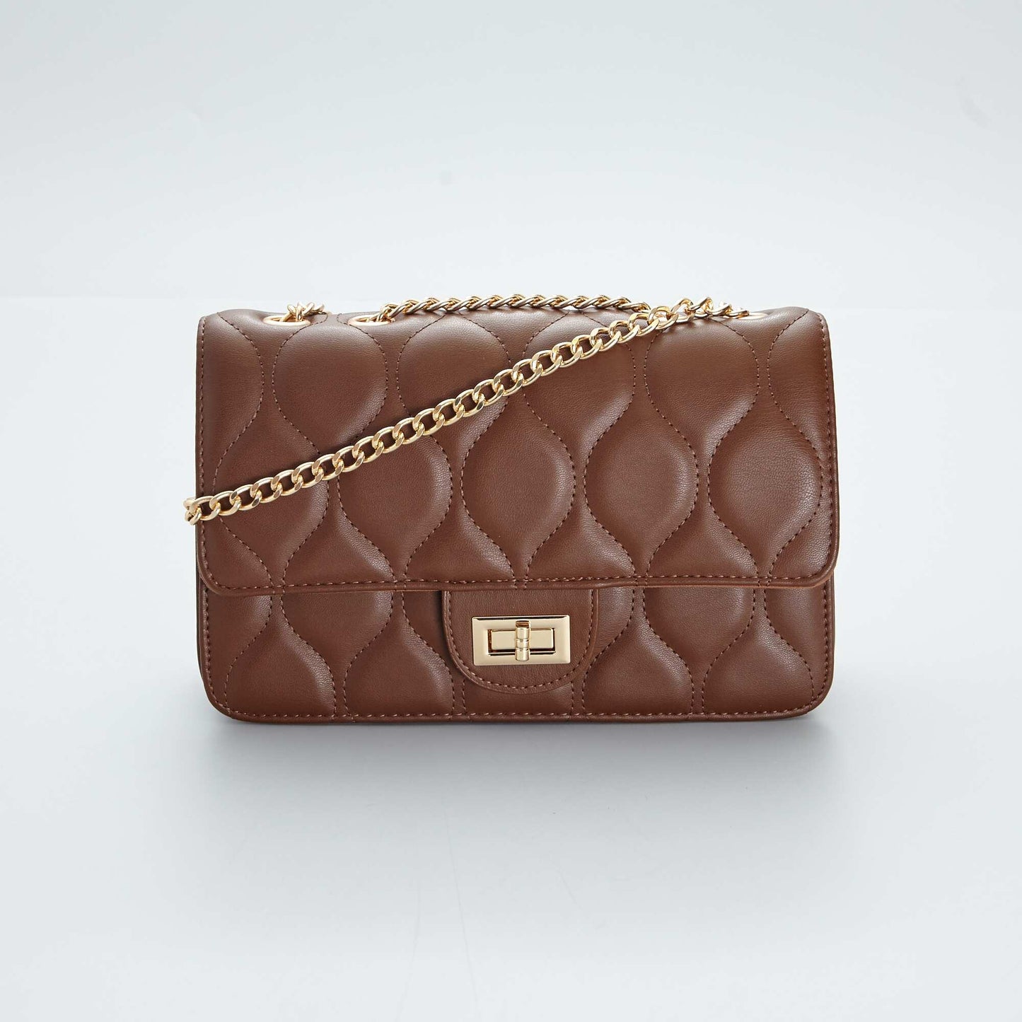 Block colour quilted bag BROWN