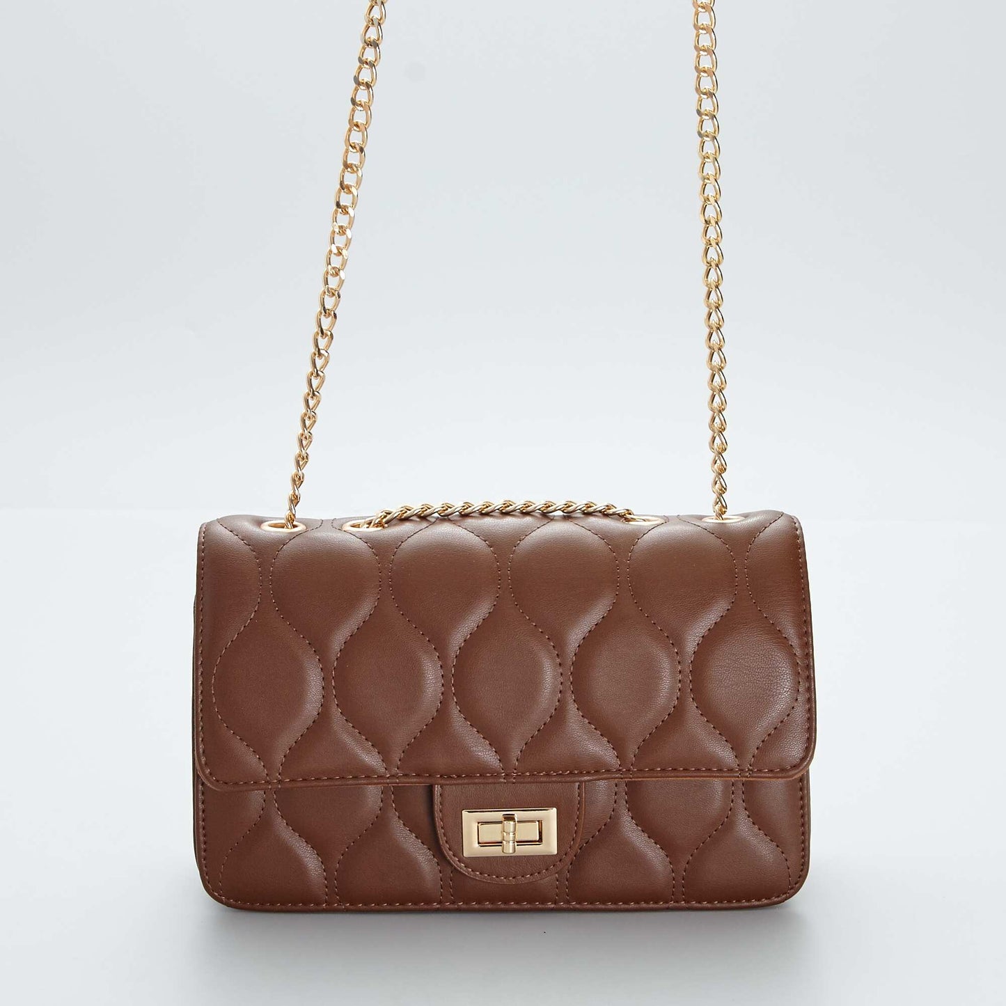 Block colour quilted bag BROWN