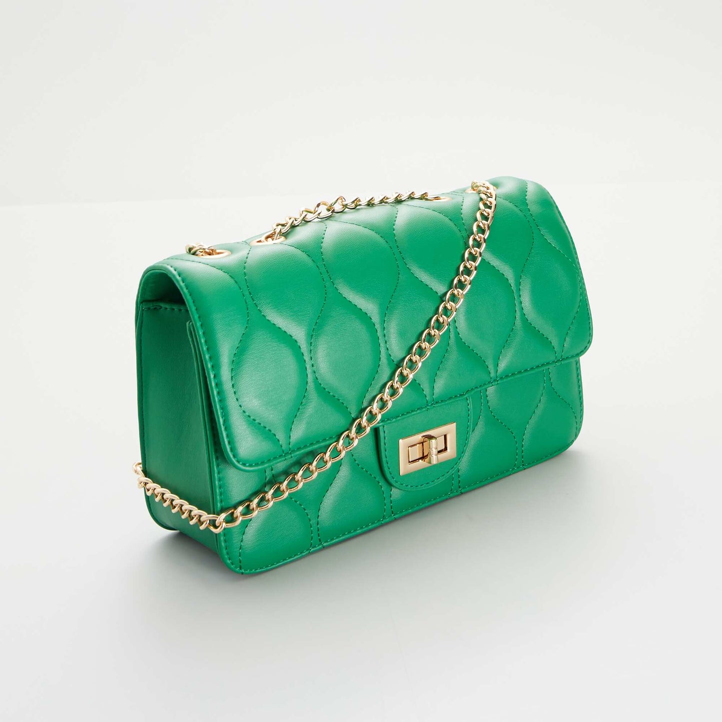 Block colour quilted bag GREEN