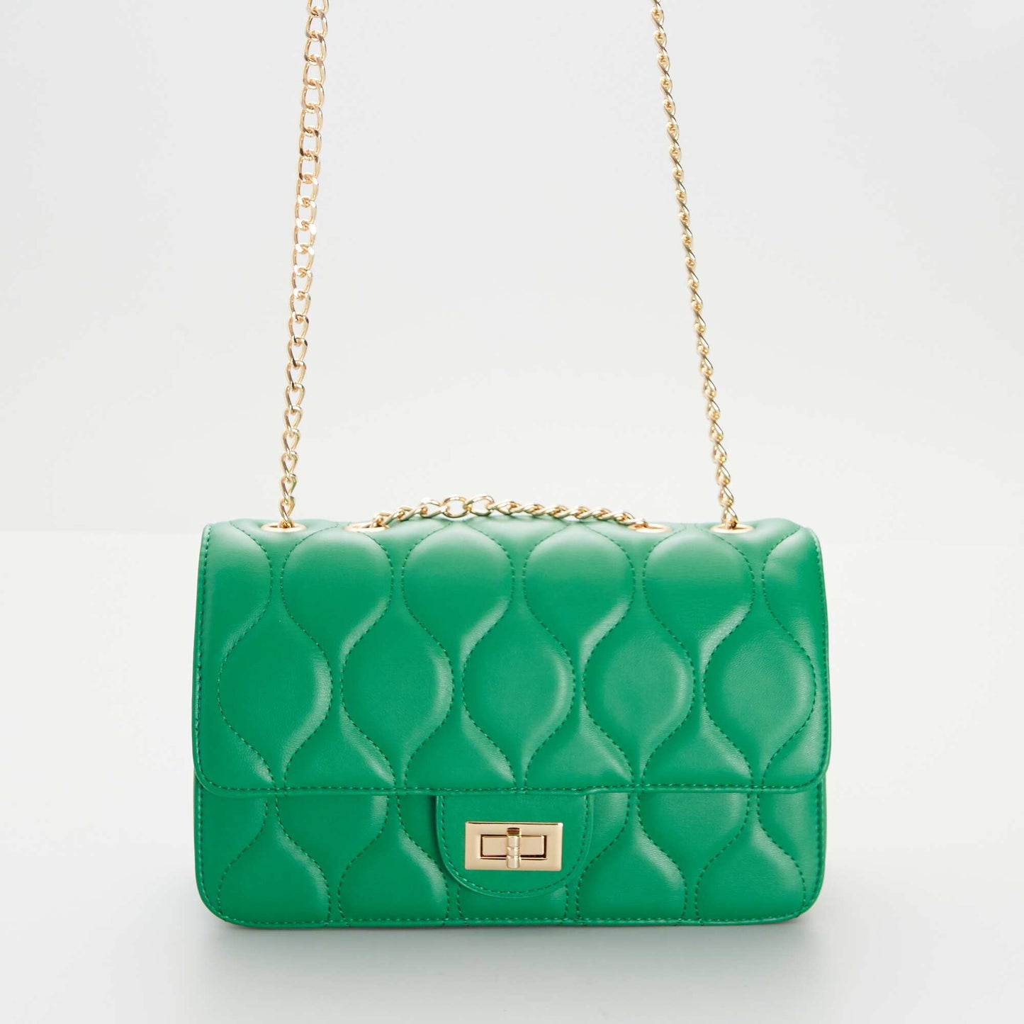 Block colour quilted bag GREEN