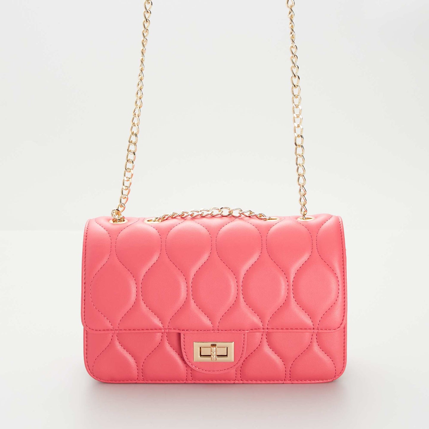 Block colour quilted bag PINK