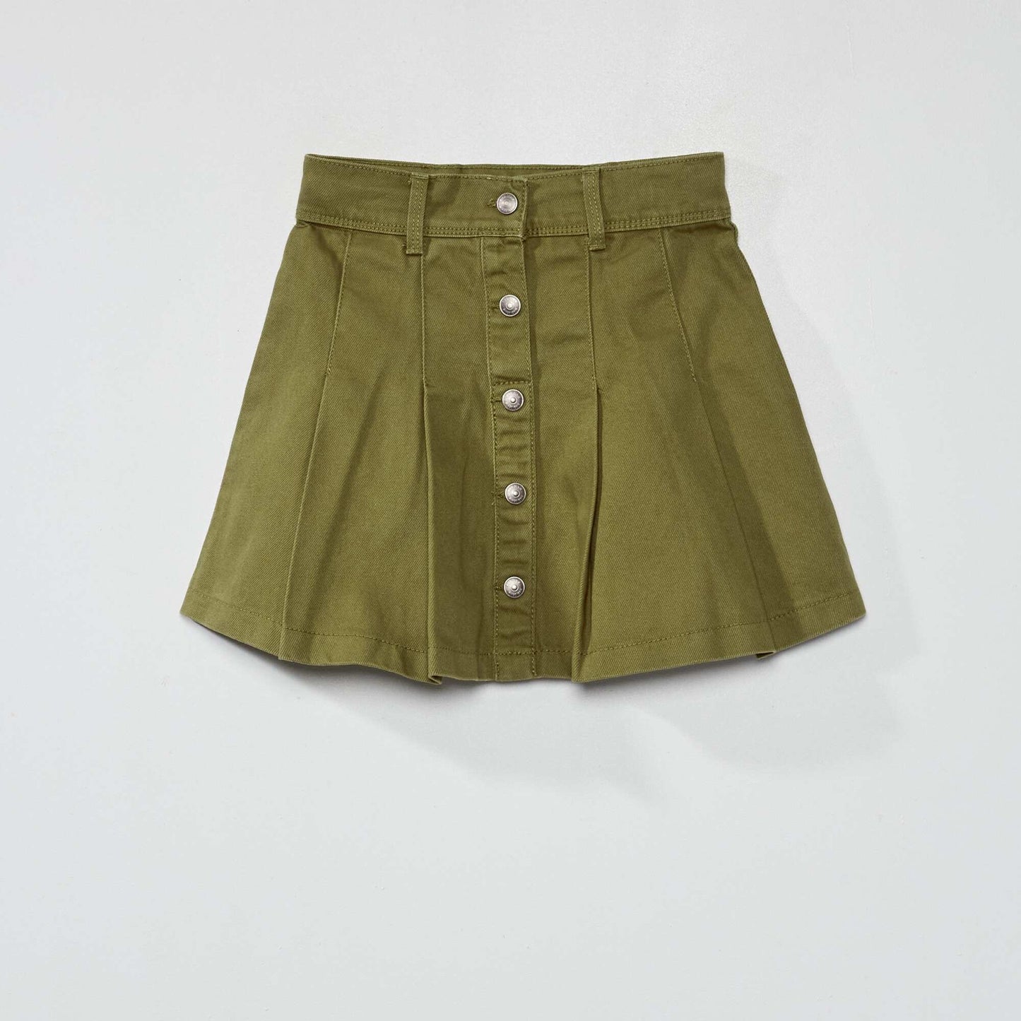 Pleated denim skirt GREEN