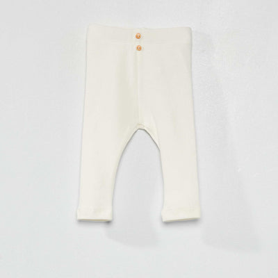 Plain ribbed knit leggings snow white