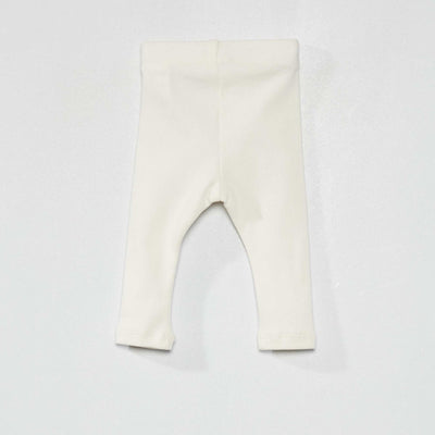 Plain ribbed knit leggings snow white