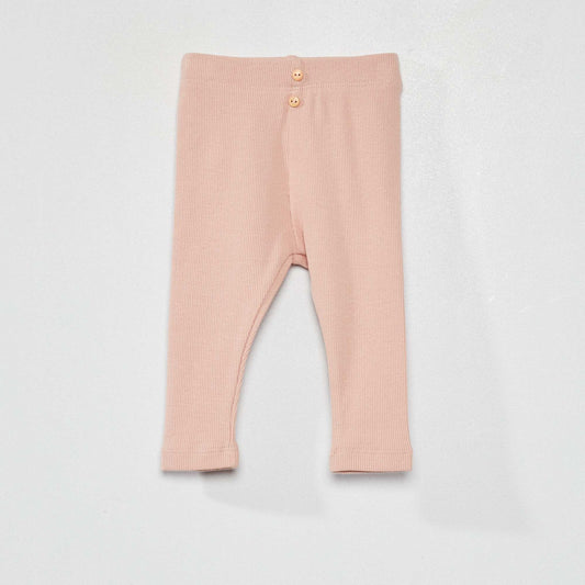 Plain ribbed knit leggings PINK