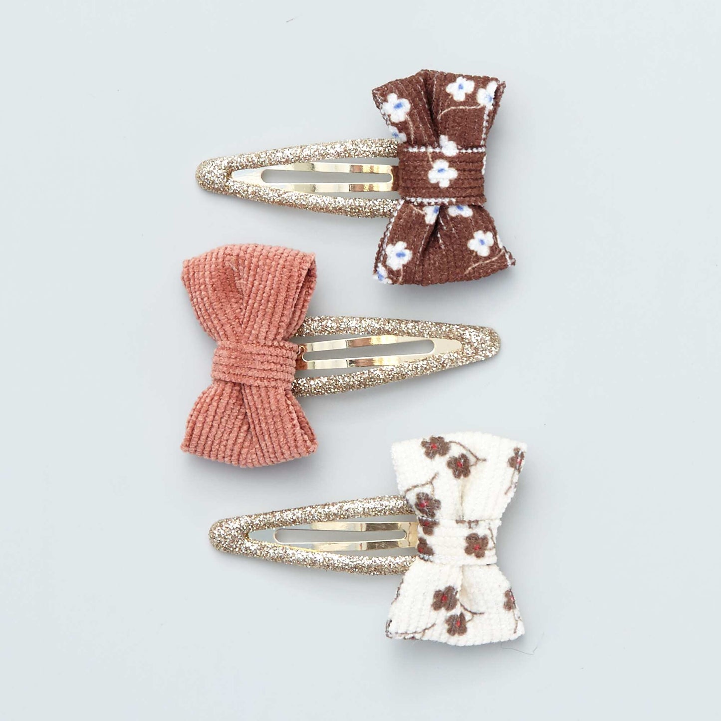 Pack of 3 hair clips with bows multicoloured