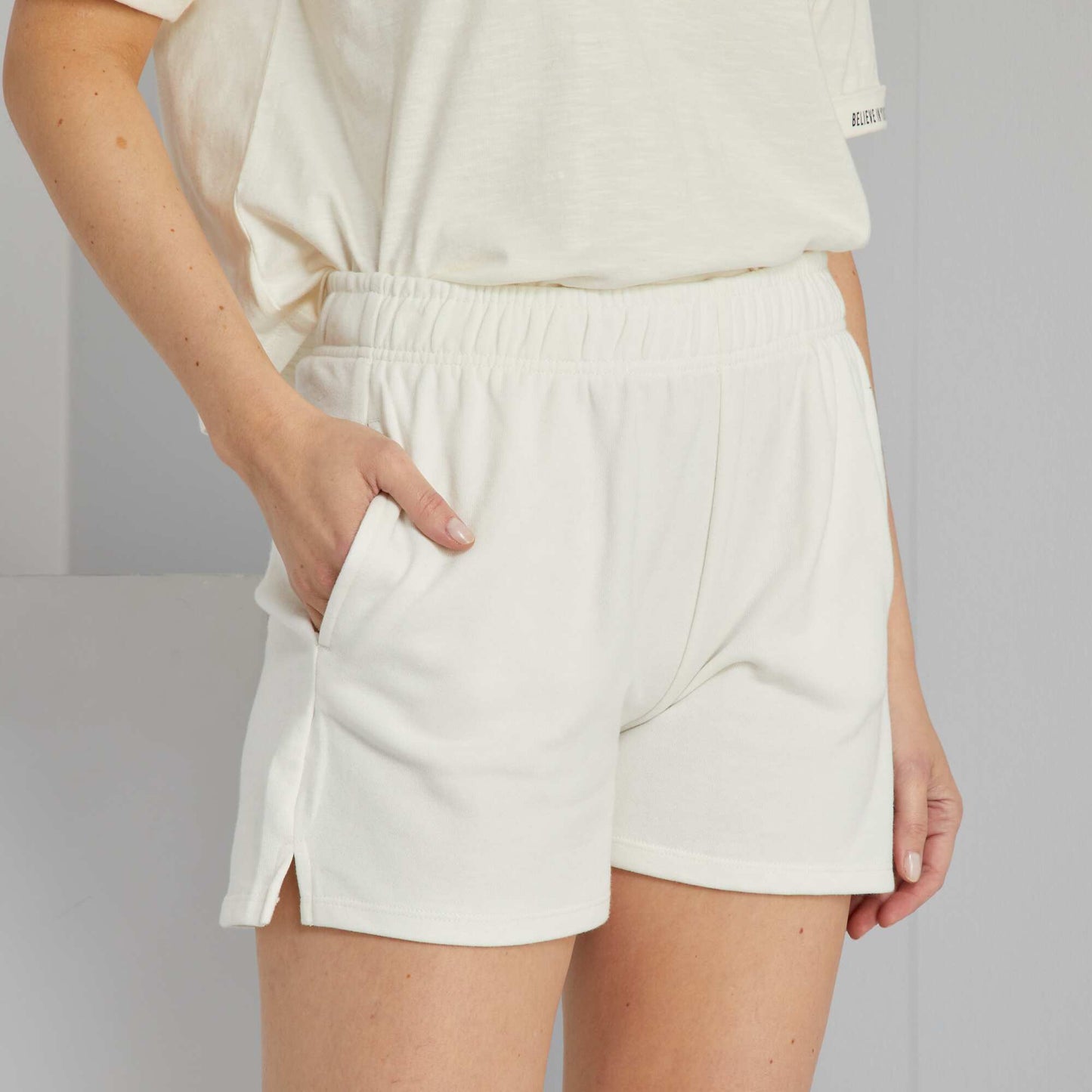 Basic sweatshirt fabric shorts WHITE