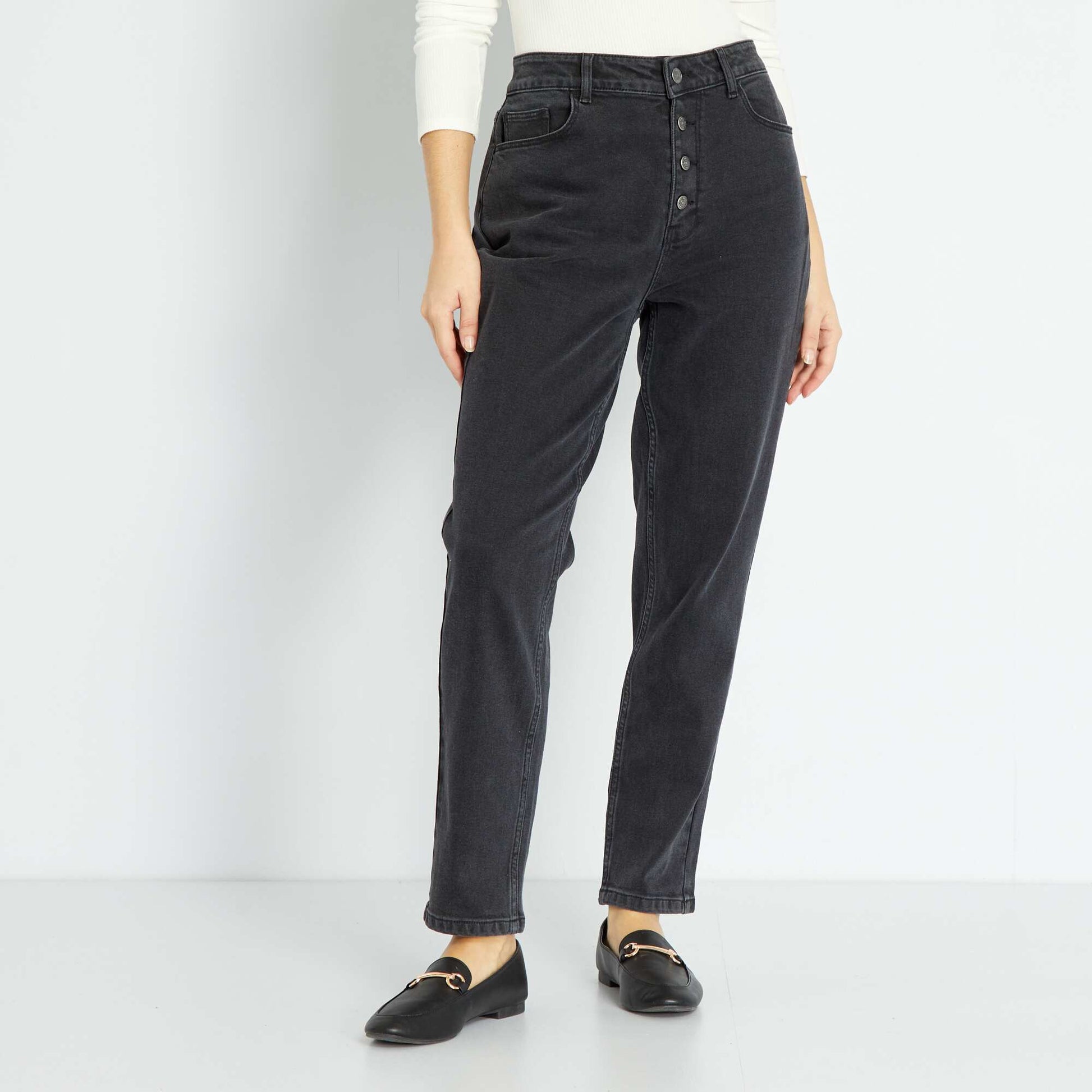 Very high-waisted mom jeans L30 BLACK