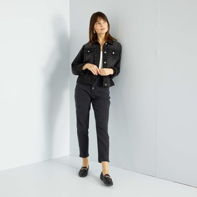 جينز أمي عالي الخصر - L30 أسود