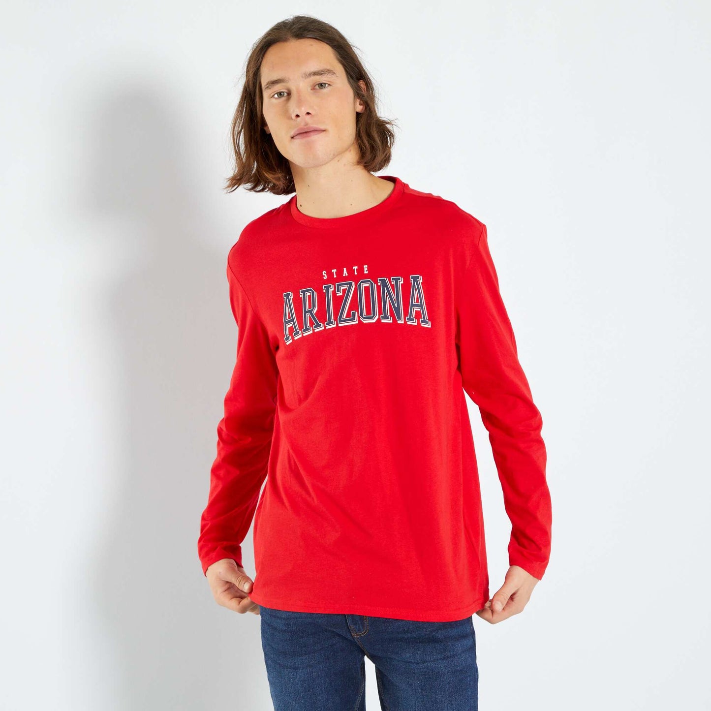 Jersey T-shirt with decorative print RED