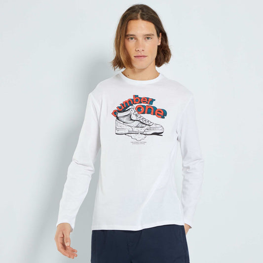 Jersey T-shirt with decorative print WHITE
