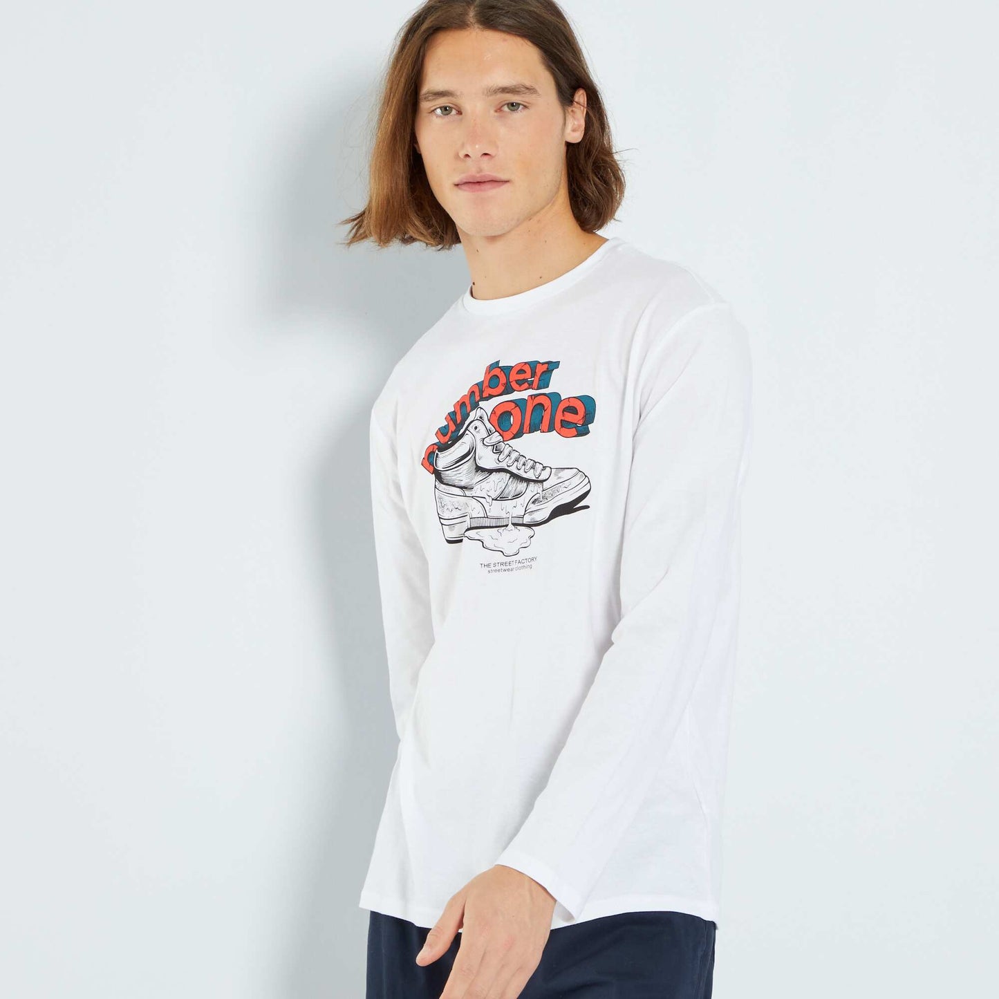 Jersey T-shirt with decorative print WHITE