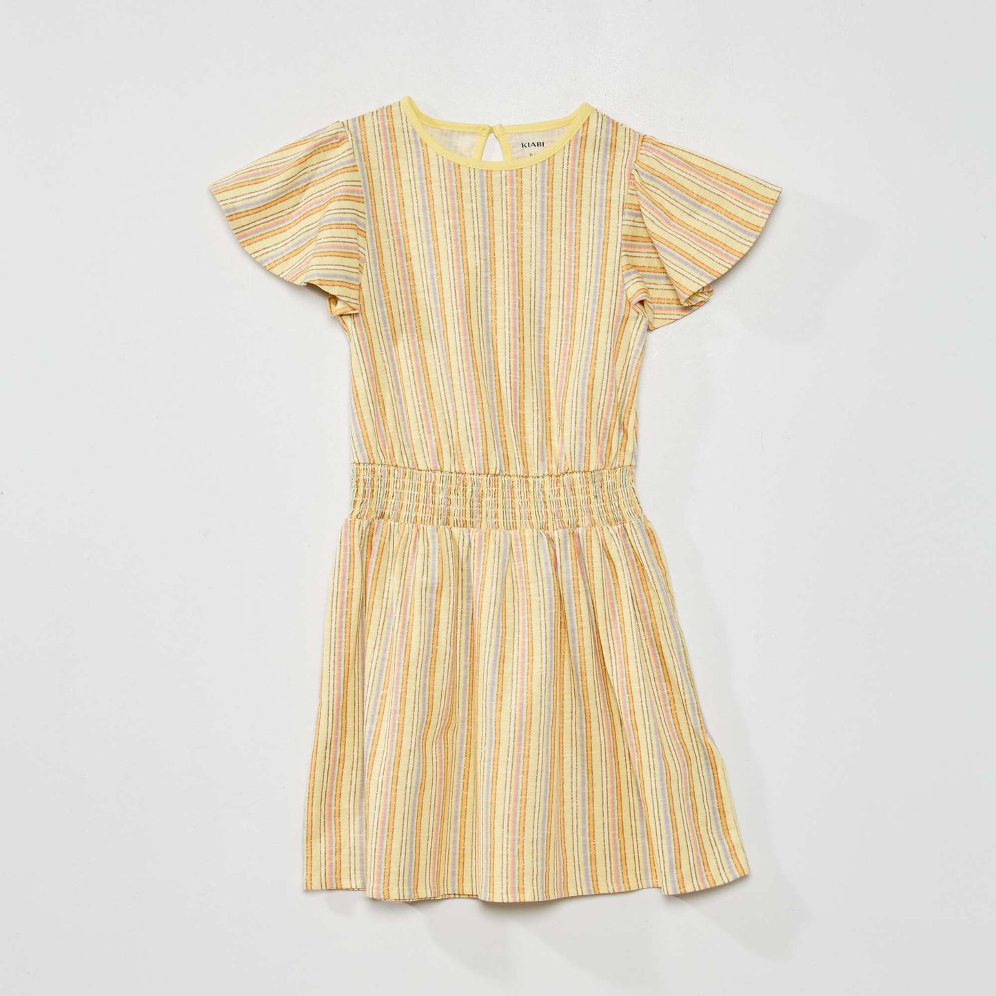Striped dress with gold-coloured details YELLOW