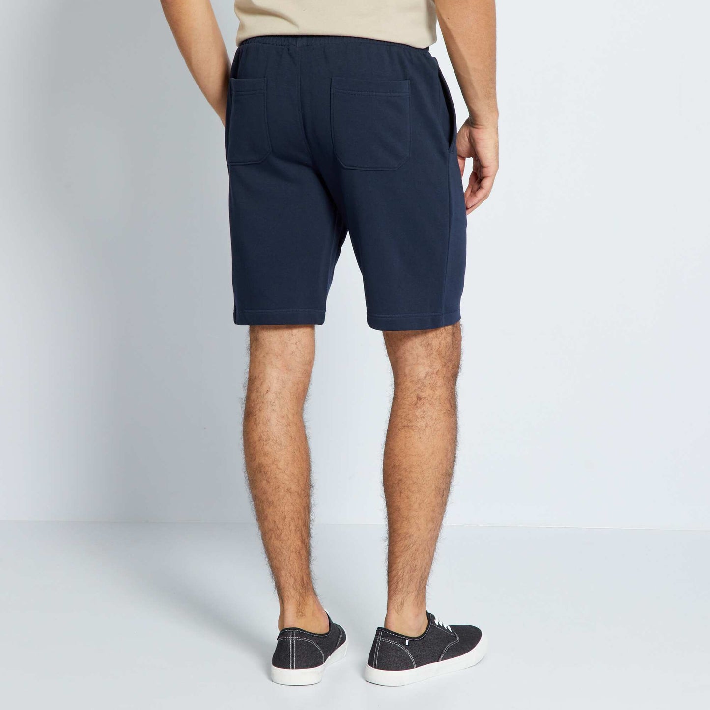 Plain sweatshirt fabric Bermuda shorts BLUE