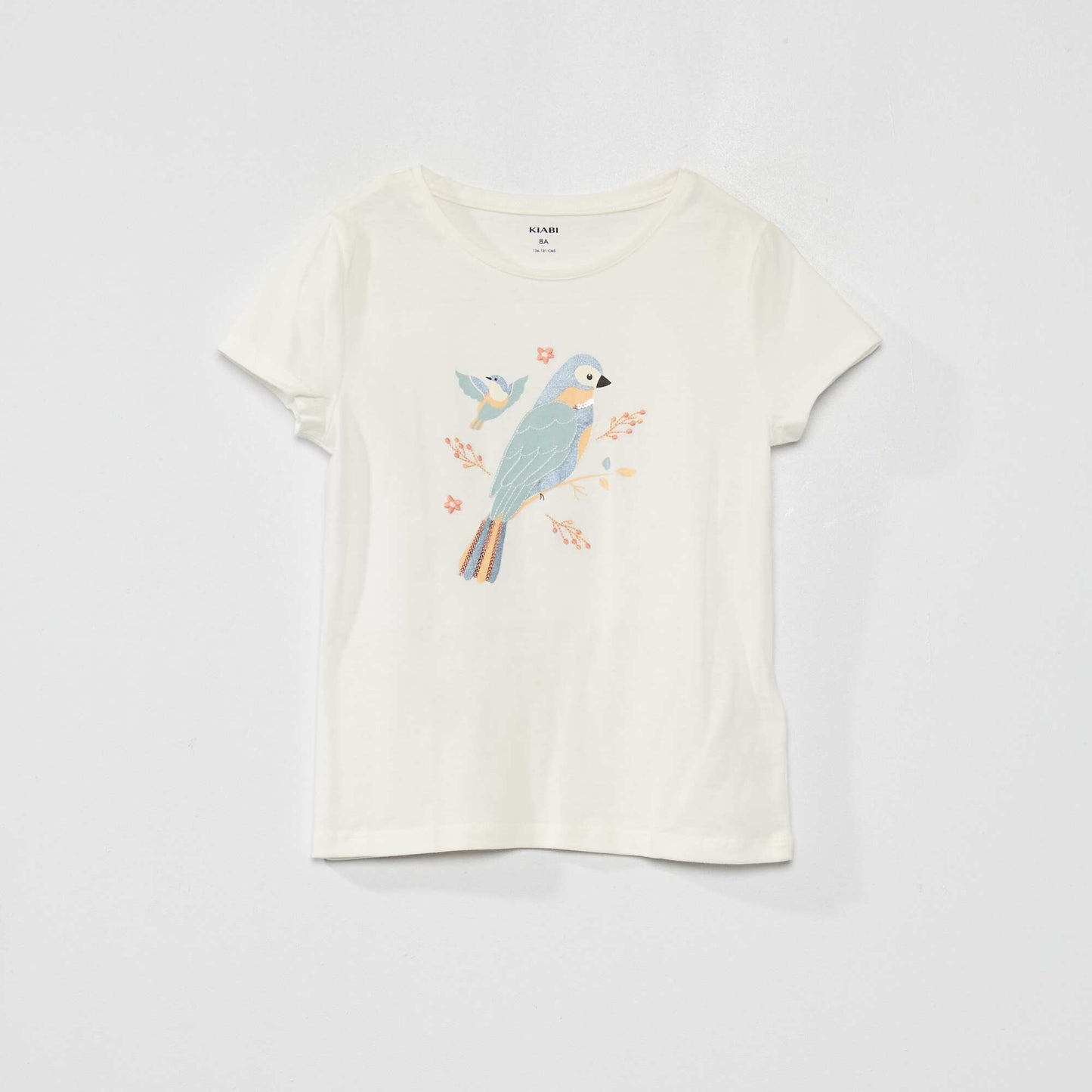 Cotton T-shirt with decorative print WHITE