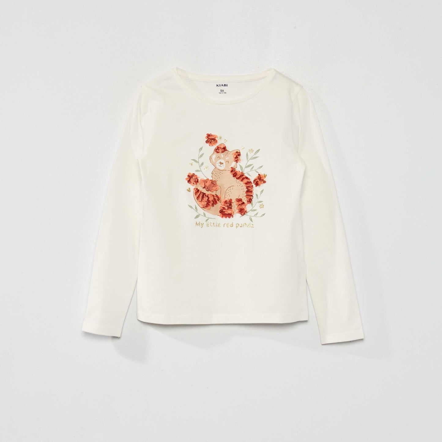 Long-sleeved T-shirt with decorative print BEIGE