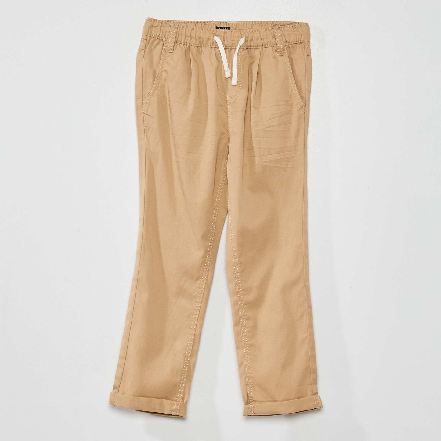 Tencel trousers with elasticated waistband BEIGE