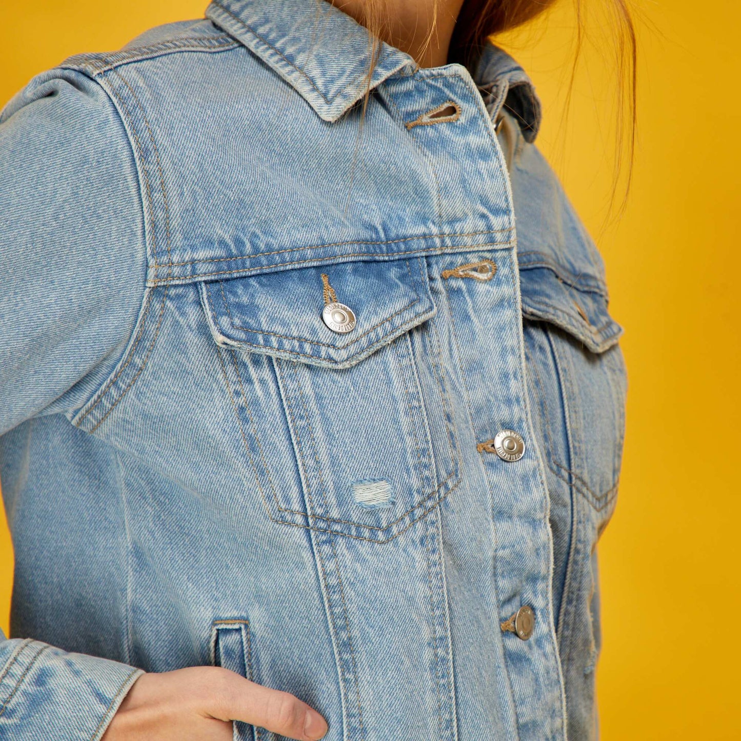 Destroyed-effect denim jacket Blue